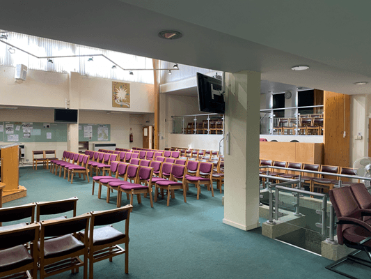 Inside the hall and the Baptistry