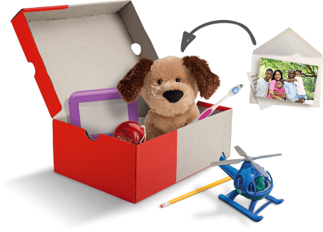 Shoebox with toys